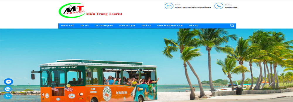 ảnh benner  và menu của website dịch vụ cho thuê xe du lịch miền trung touist