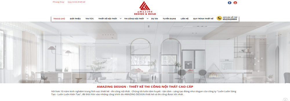 ảnh banner và menu của website thiết kế thi công nội thất biệt thự amazing desingn