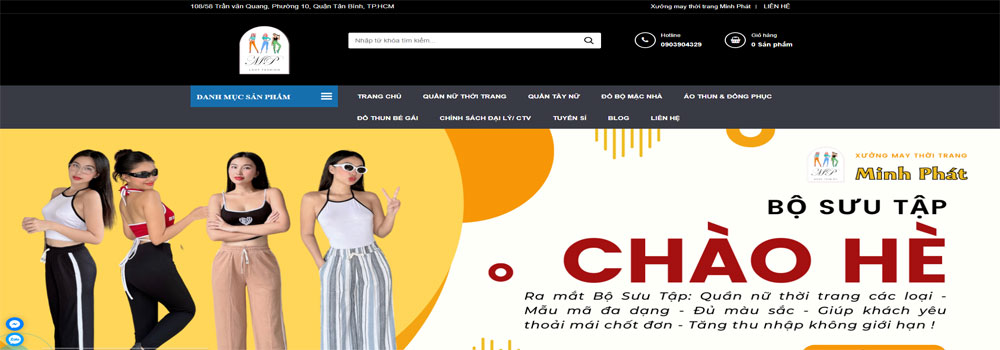 ảnh banner và menu của website xưởng may thời trang minh phat